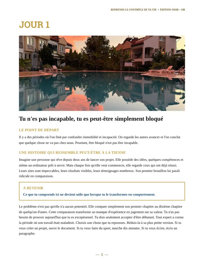 Extrait d'une page du programme — Jour 1